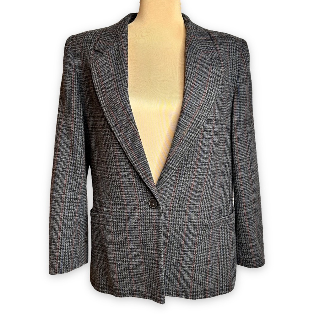 Vintage Gray Plaid Blazer